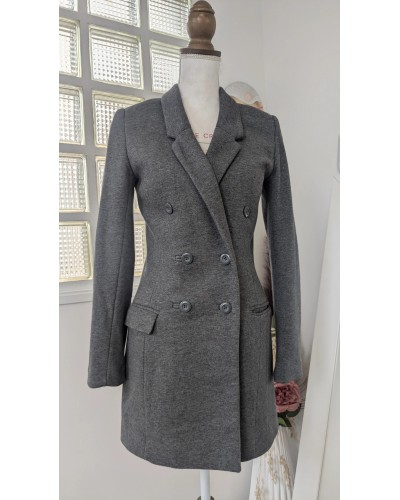 Blazer mi-long gris chiné - 34